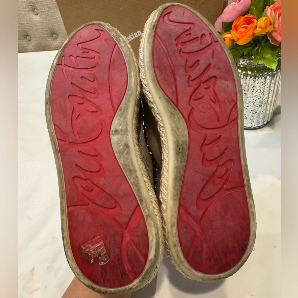 FINAL PRICE 💖Christian Louboutin Beige Espadrilles with Silver Studs - Picture 8 of 14